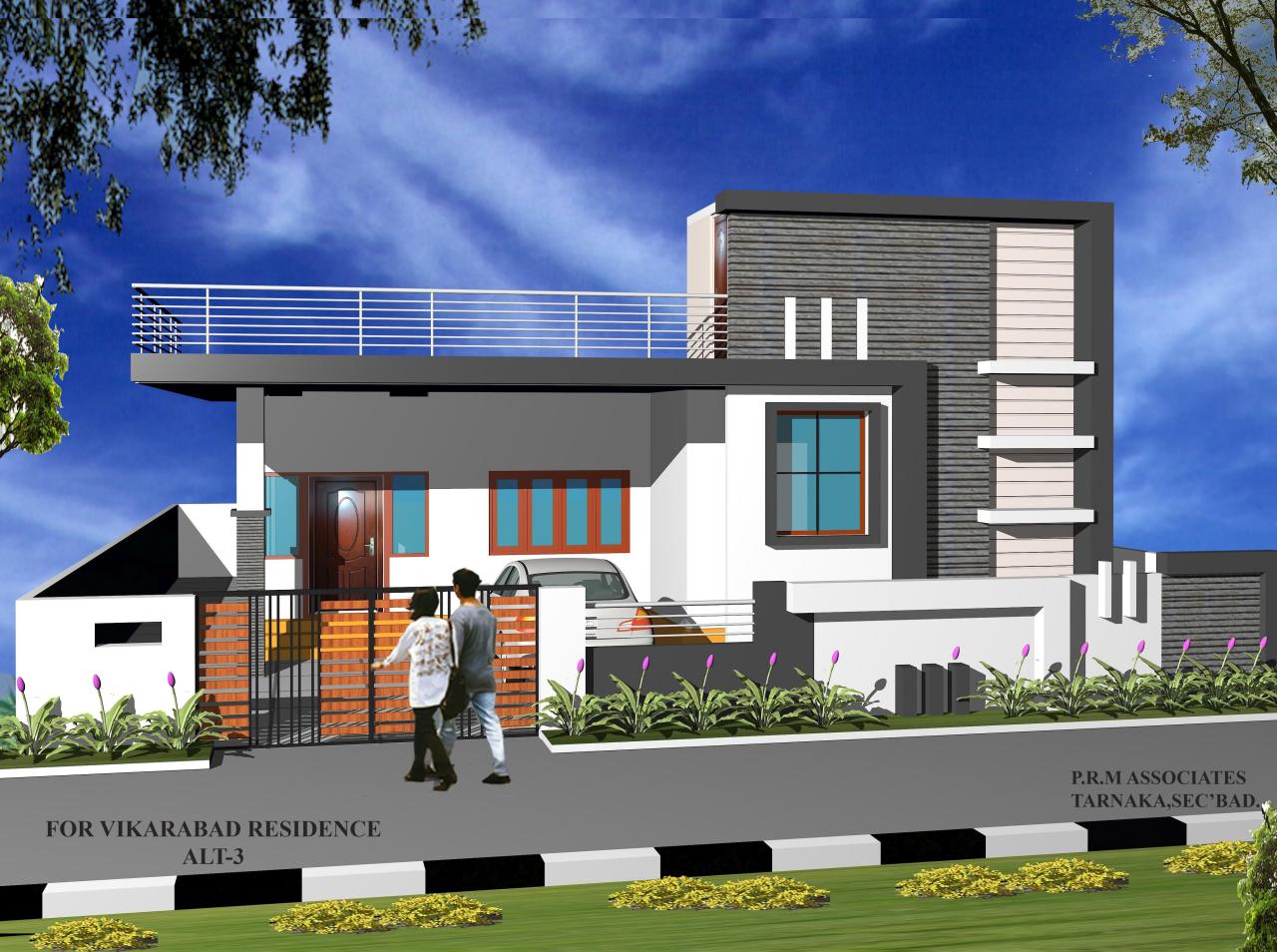 Residence view done in 3DMax S.... Duplex house design, Small house