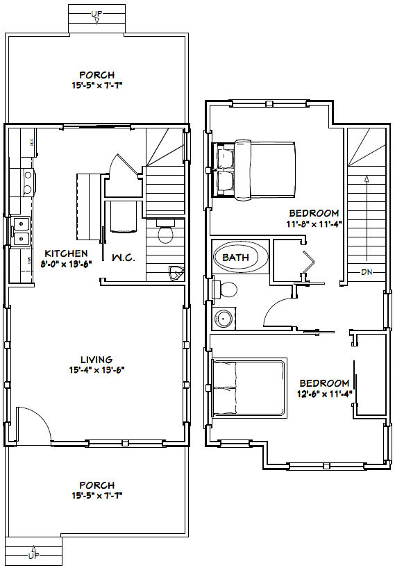 Inspiration 16x28 Cabin Floor Plan, House Plan 2 Bedroom