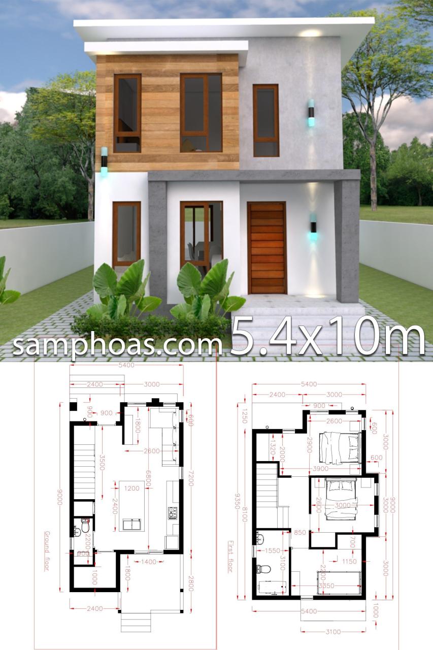 Small Home design Plan 5.4x10m with 3 Bedroom SamPhoas Plan Small