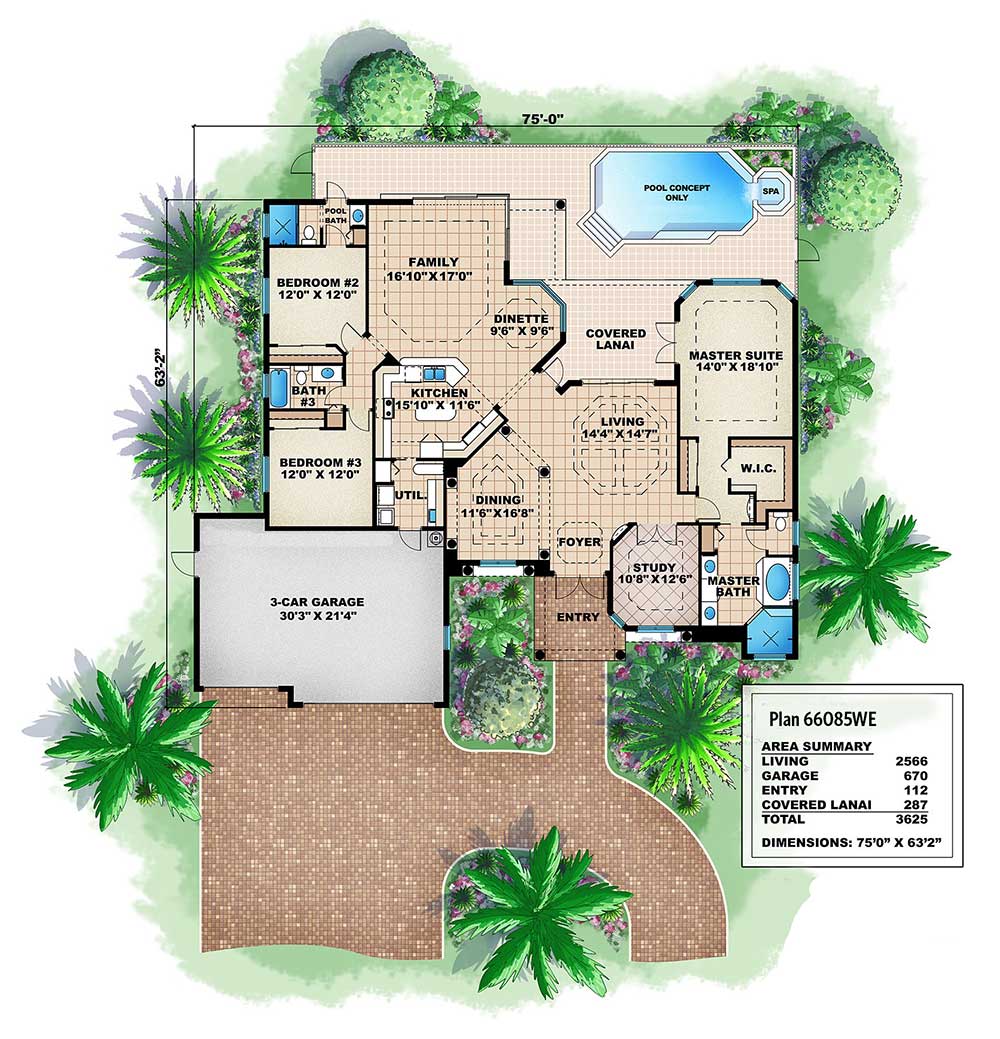Tuscan Style 3Bed Home Plan 66085WE Architectural Designs House