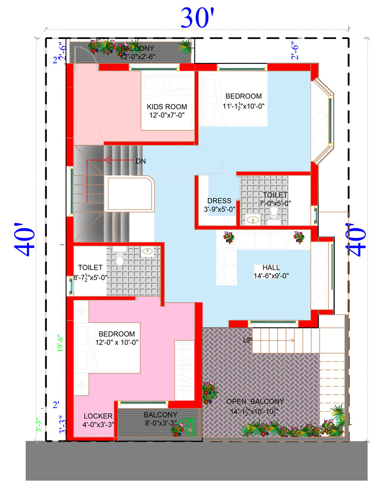 1200 Sq. Ft Duplex House Plan Designs