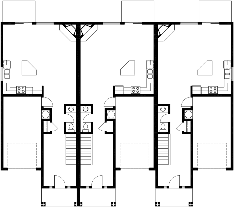 Main Floor Plan 2 for T412 Triplex house plans, triplex house plans