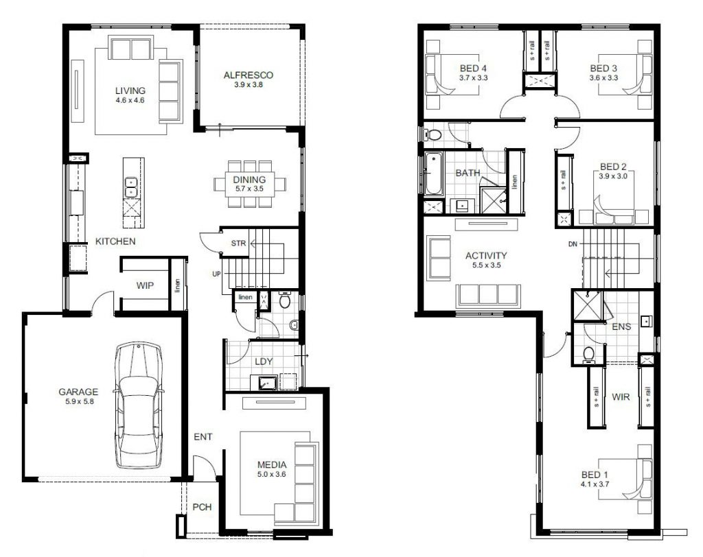 Beautiful Four Bedroom Double Storey House Plan New Home Plans Design