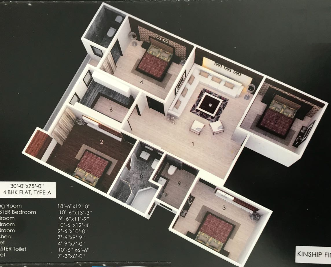 1100 sq ft 4 BHK 4T Apartment for Sale in Grover Associates Luxury