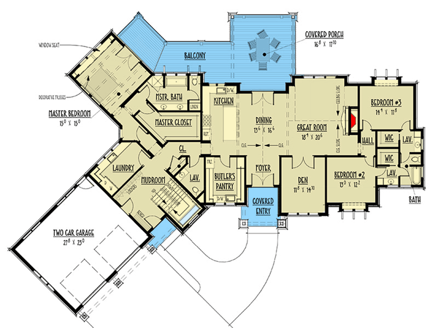 Plan 275003CMM Sloping Lot Craftsman House Plan with Bonus Room above
