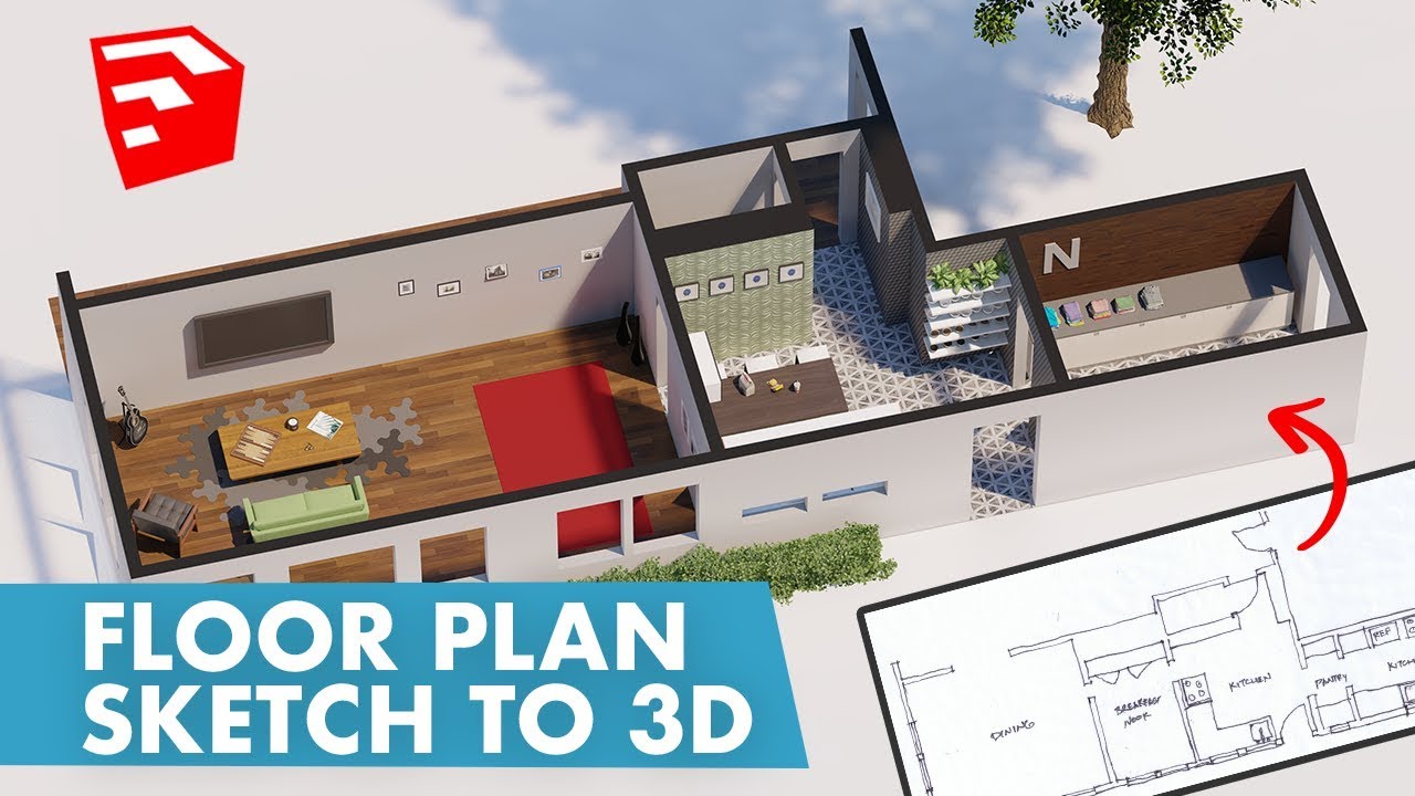 Sketch Floor Plan to 3d in Sketchup YouTube