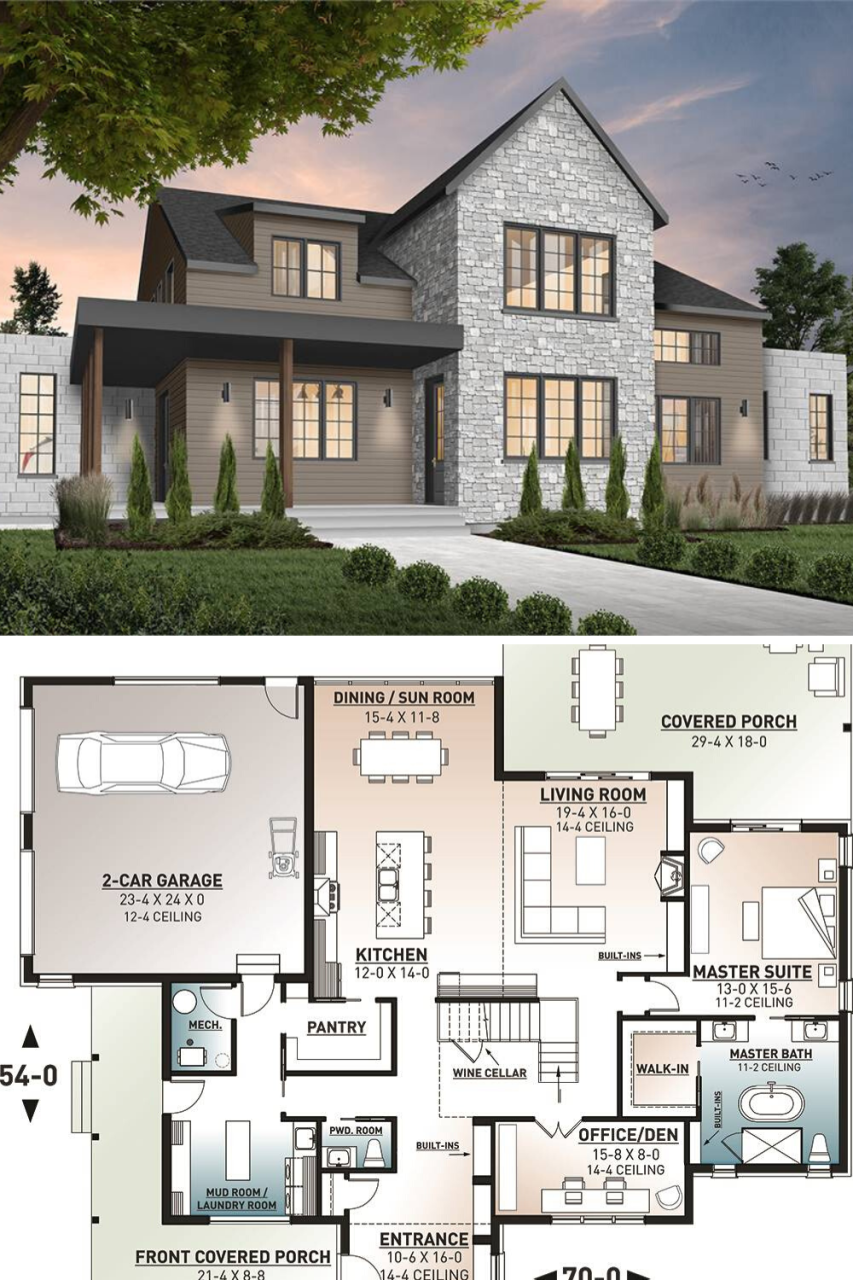 TwoStory 4Bedroom Scandinavian Style New Cotton Home (Floor Plan