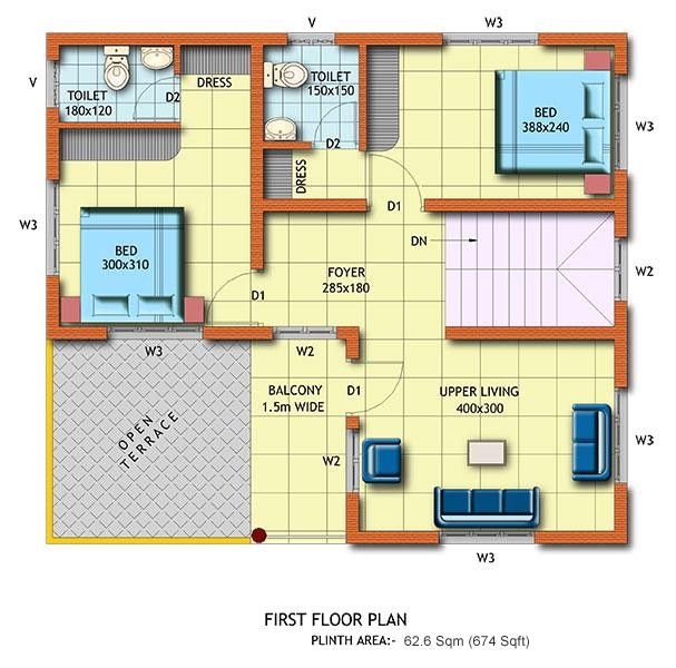 20×40 House Plan 2bhk 2bhk Floor Plan for First Floor Gharexpert
