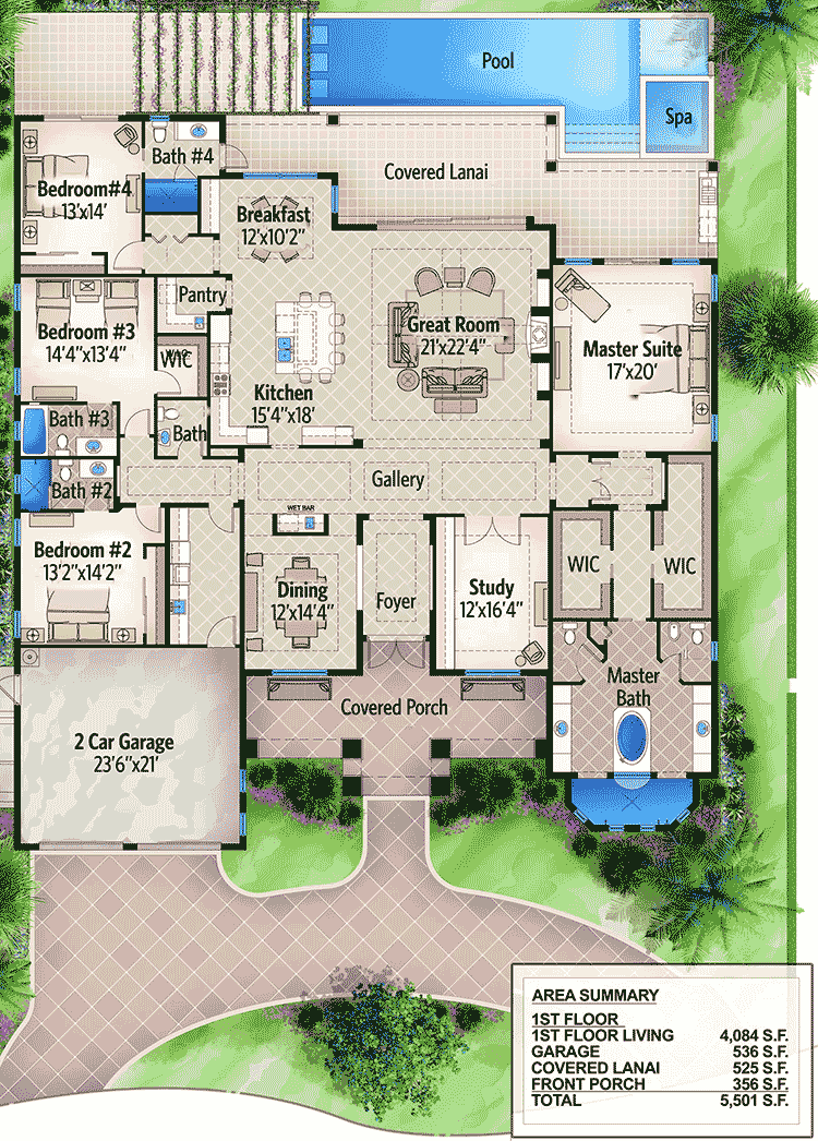 One Story Four Bed Beauty 65614BS Architectural Designs House Plans