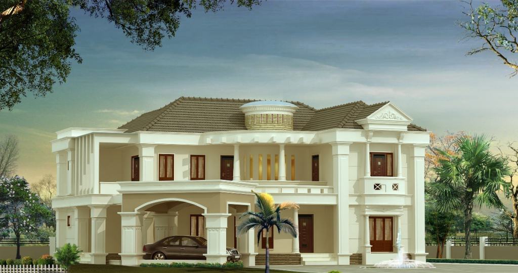 Bungalow style Kerala House Elevation at 3500 sq.ft