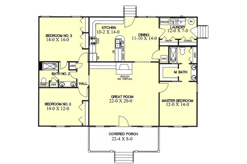 Ranch Style House Plan 3 Beds 2 Baths 1700 Sq/Ft Plan 44104