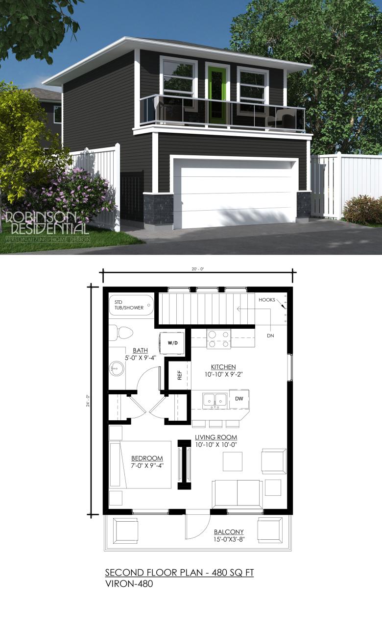 Apartment With Garage Floor Plan One Story Garage Apartment 2225SL