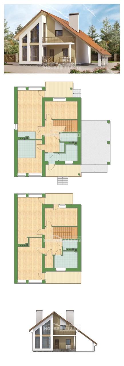 170009R Two Story House Plans and mansard with garage, available
