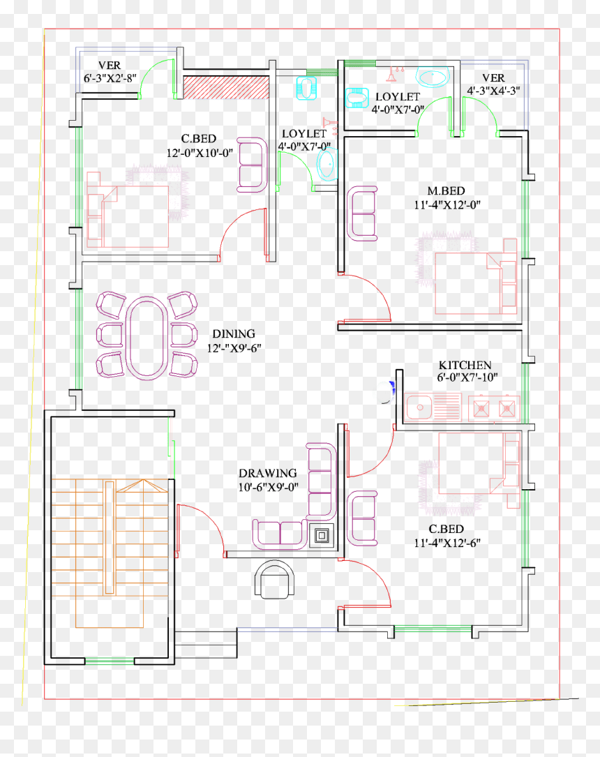 Duplex House Plan In 1000 Sq Ft, HD Png Download vhv