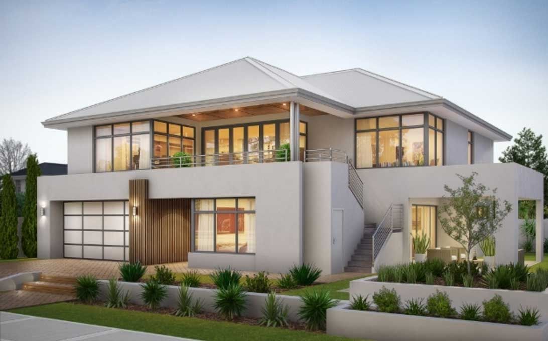 Two storey house plans with balcony with stainless steel balcony