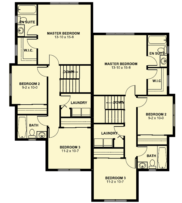 Duplex House Plan For The Small Narrow Lot 67718MG 2nd Floor Master