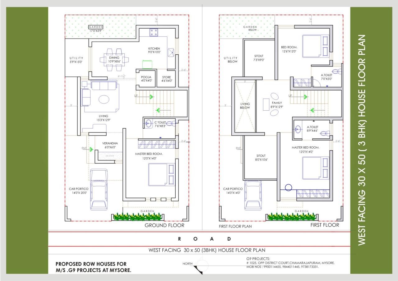 3bhk House Plan 30 50 House Design Ideas