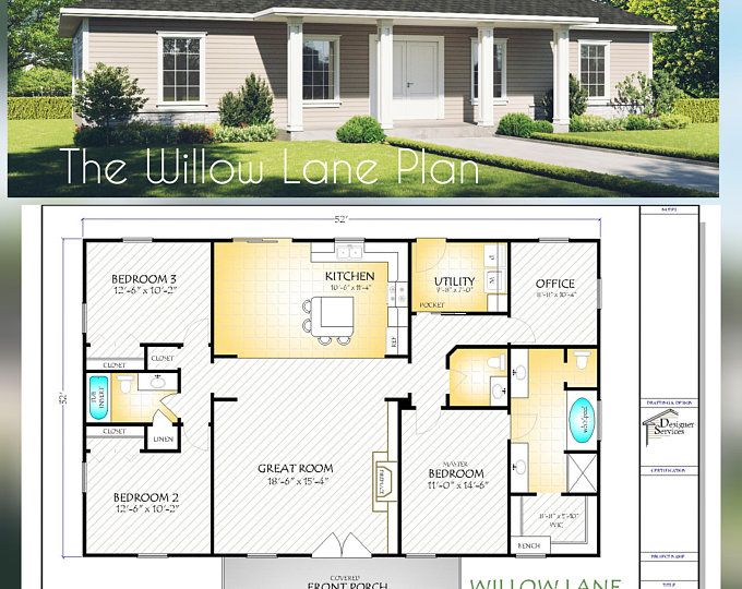 One Story Duplex House Plans DIY 1 Bedroom Tiny Home Building Etsy