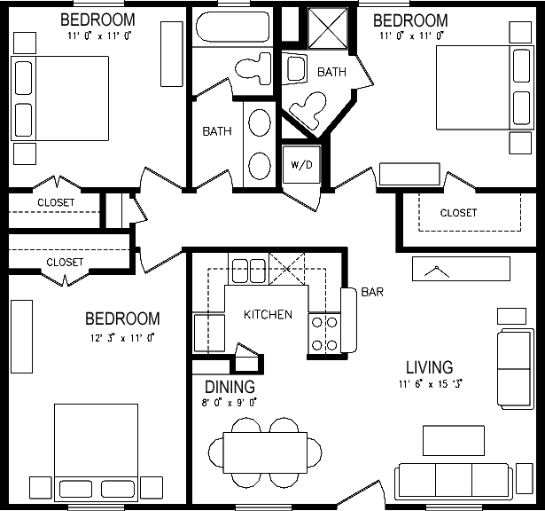 Layout 3 Bedroom Apartment Floor Plans Decoomo