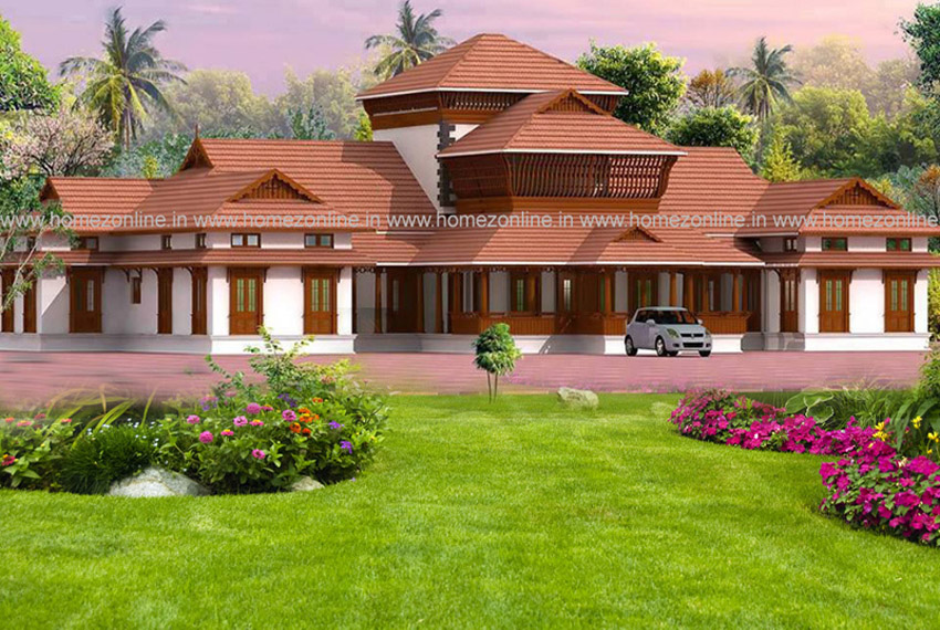 Kerala style nalukettu house design in 4500 Sq Ft