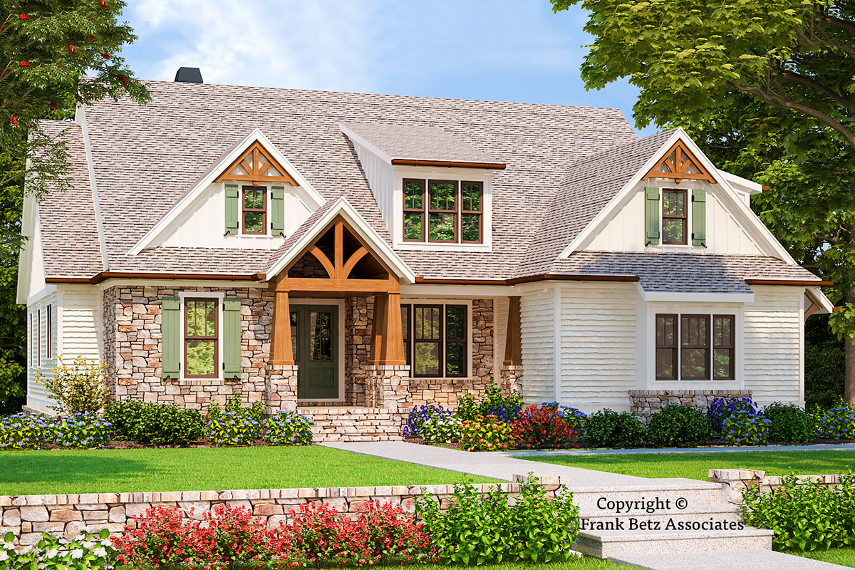 2Story Craftsman House Plan with Mixed Material Exterior 710035BTZ