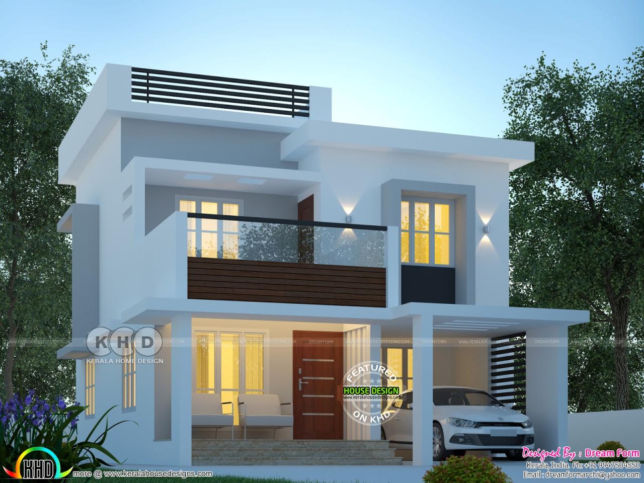 1600 sqft modern home plan with 3 bedrooms Kerala home design