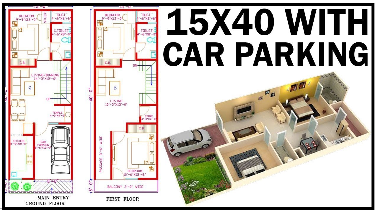 15X40 House Plan With Interior East Facing 2 Storey According to