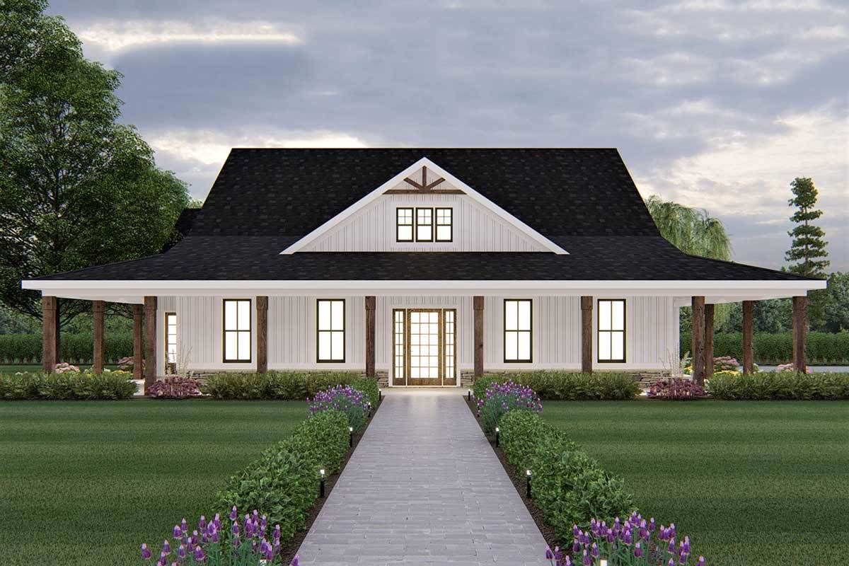 Plan 149004AND Exclusive Ranch Home Plan with WrapAround Porch