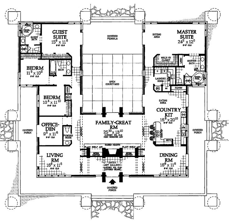 U Shaped House Plans With Courtyard In Middle 2 Courtyard house plans