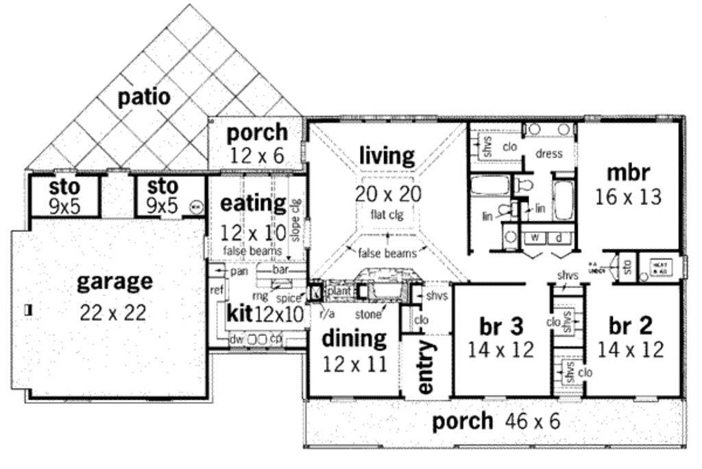 Farmhouse Style House Plan 3 Beds 2 Baths 1800 Sq/Ft Plan 45122
