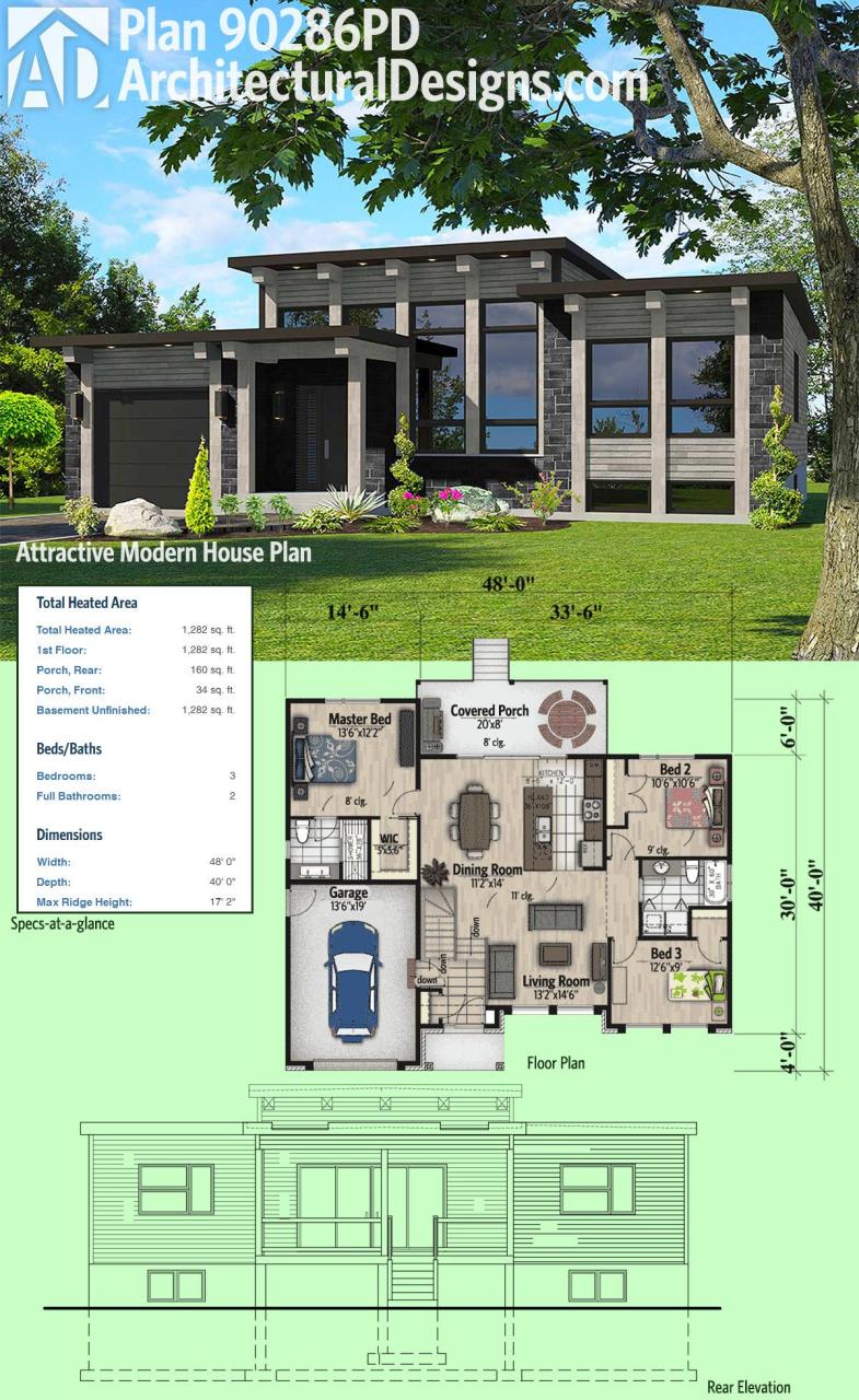 Plan 90286PD Attractive Modern House Plan Modern house plans, House