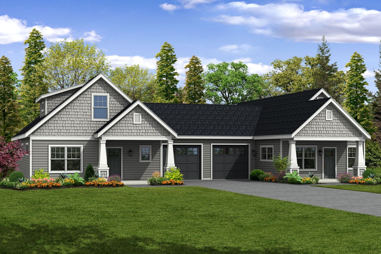New Duplex Design has a Charming Exterior in 2019 Duplex house plans