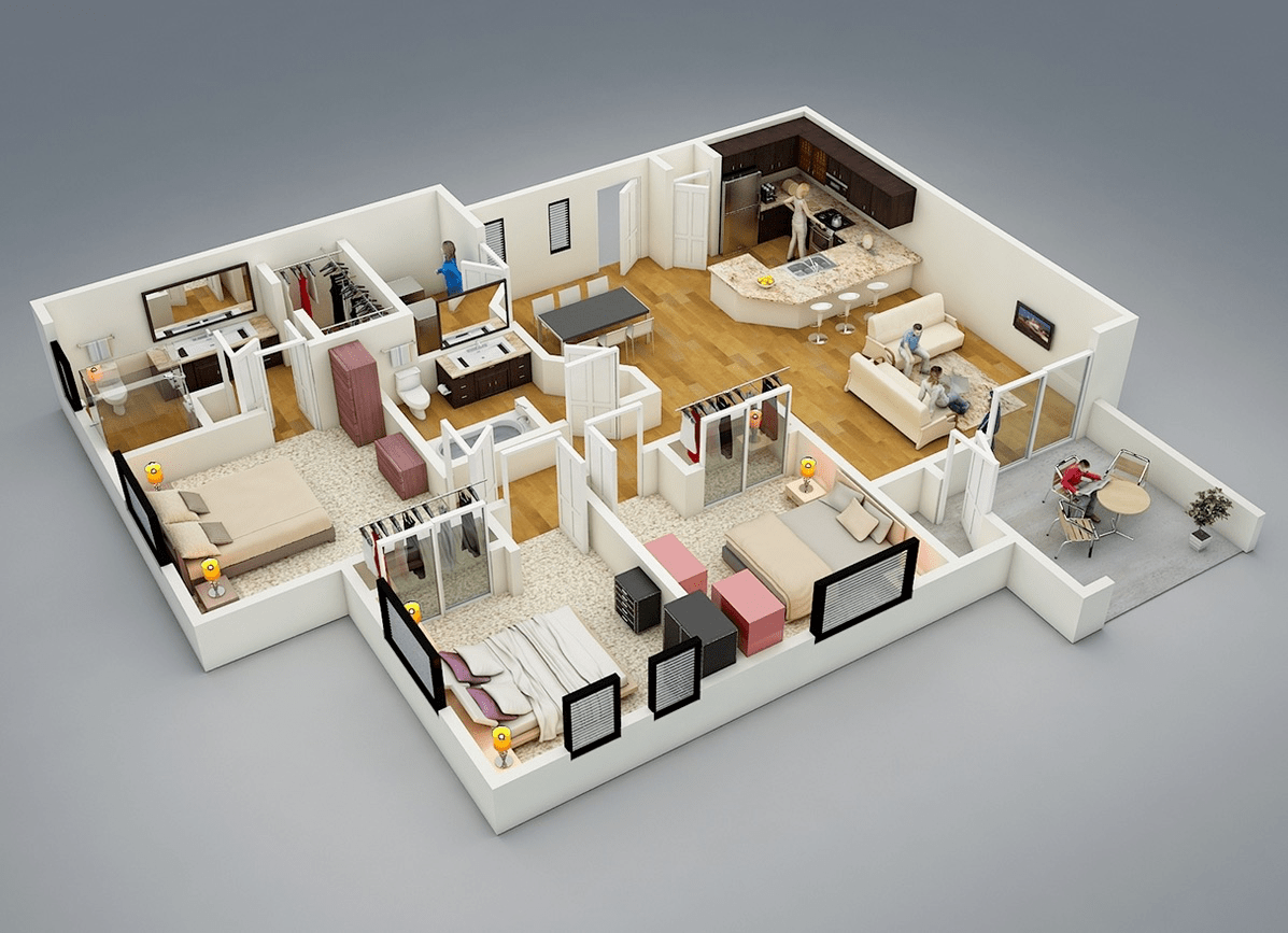 25 More 3 Bedroom 3D Floor Plans