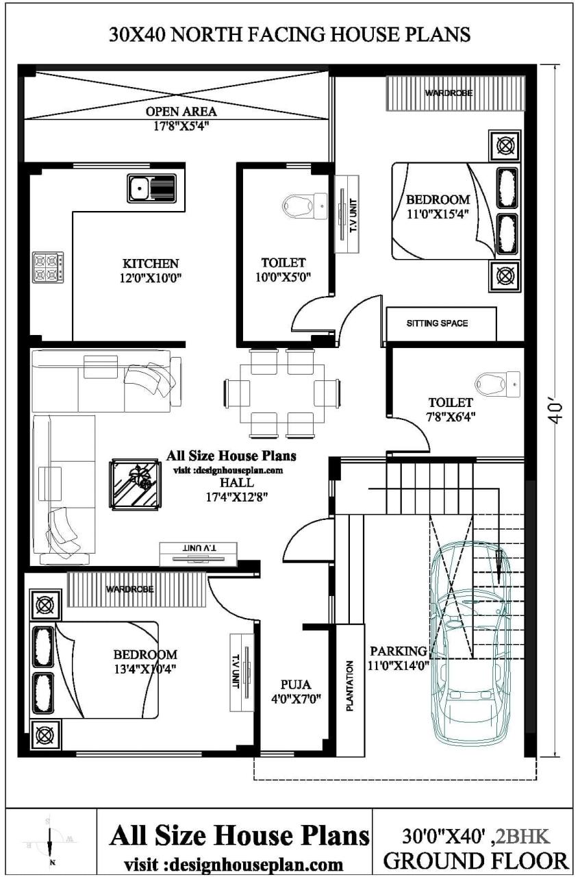 30x40 north facing house plans Top 5 30x40 house plans 2bhk & 3bhk