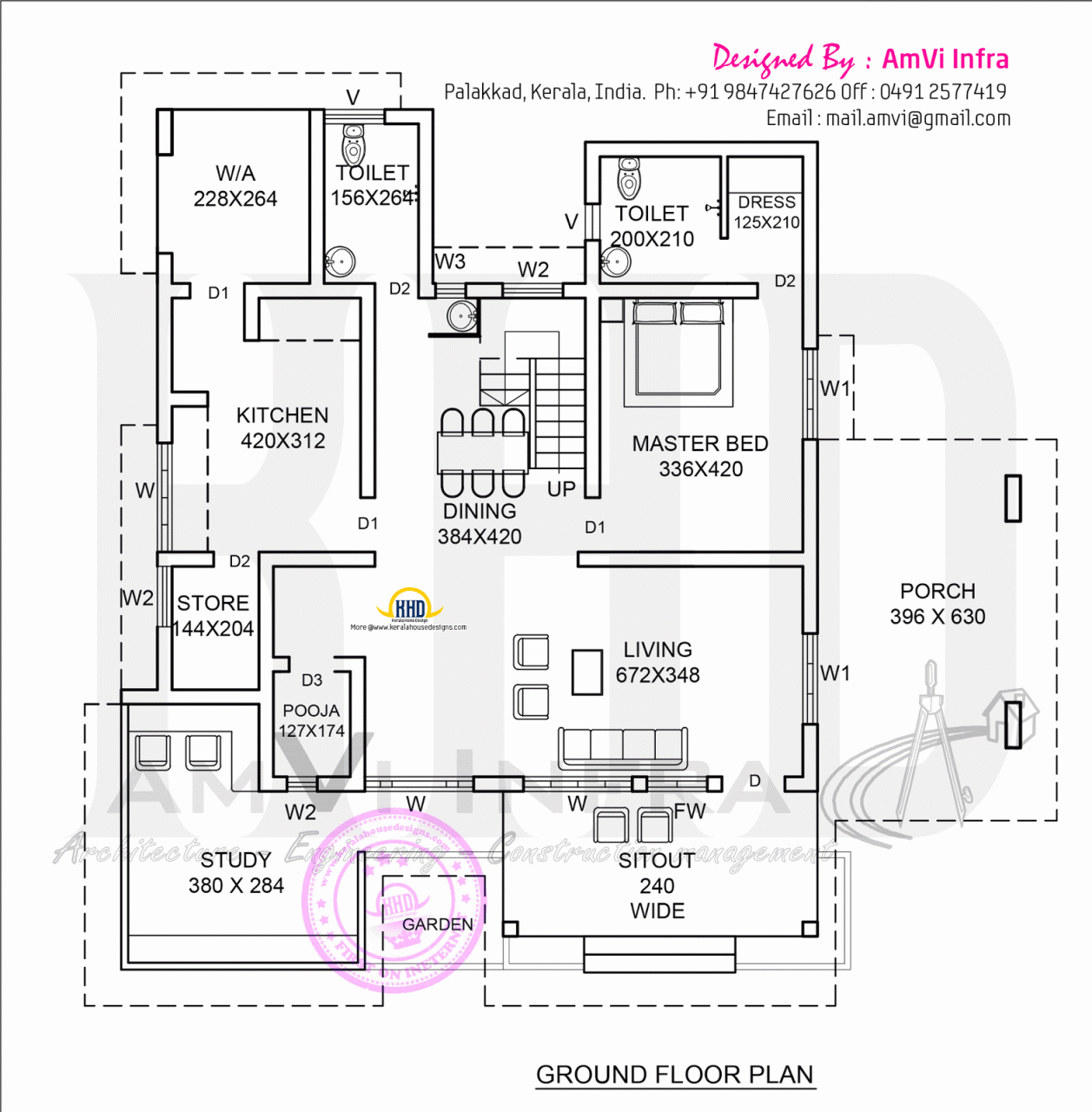 Elevation and floor plan of contemporary home Kerala home design and