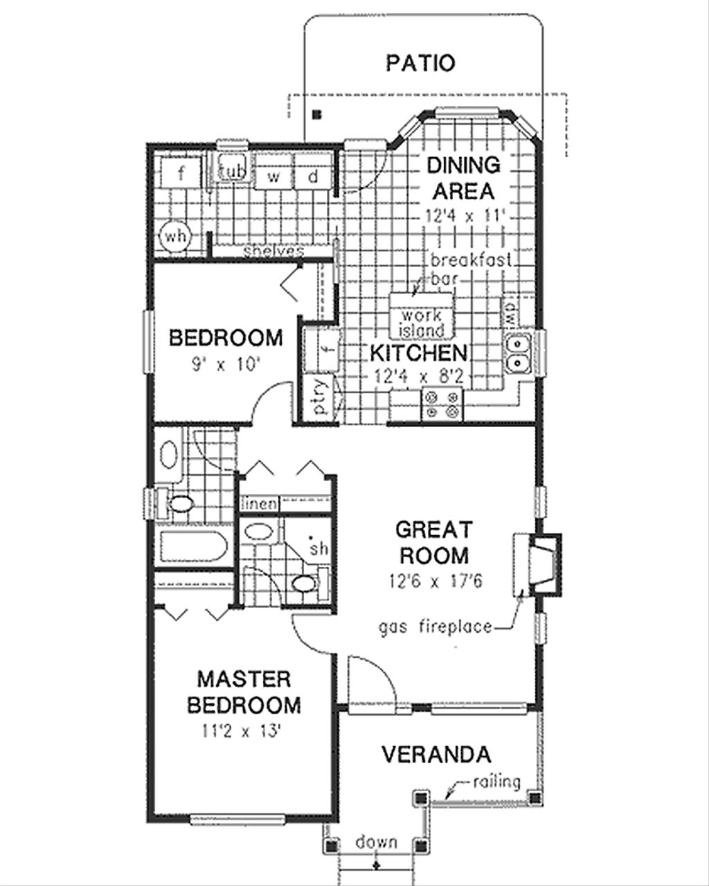 Traditional Style House Plan 2 Beds 2 Baths 1000 Sq/Ft Plan 181040