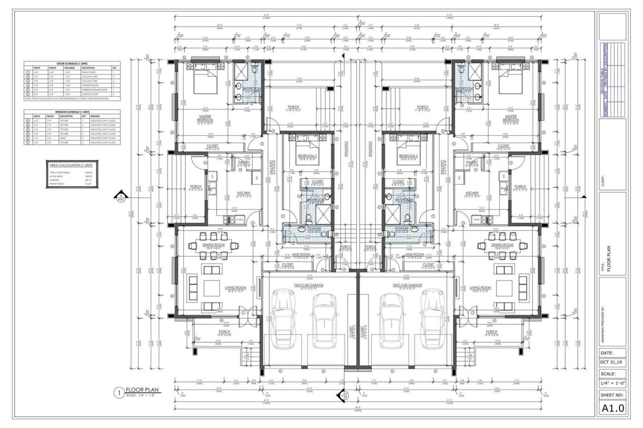 4 Bedroom Duplex House Plan, Family Duplex, 4 Bed Duplex Floor Plan