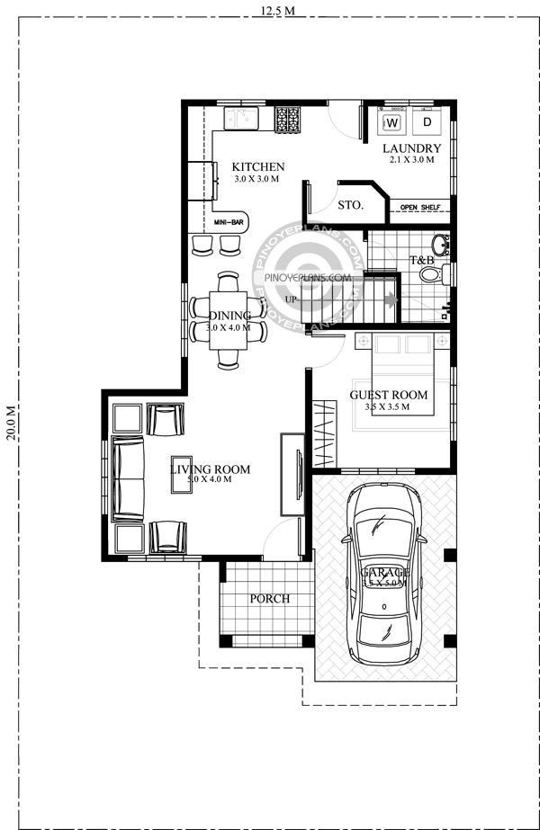 Juliet, 2 Story House with Roof Deck Pinoy ePlans