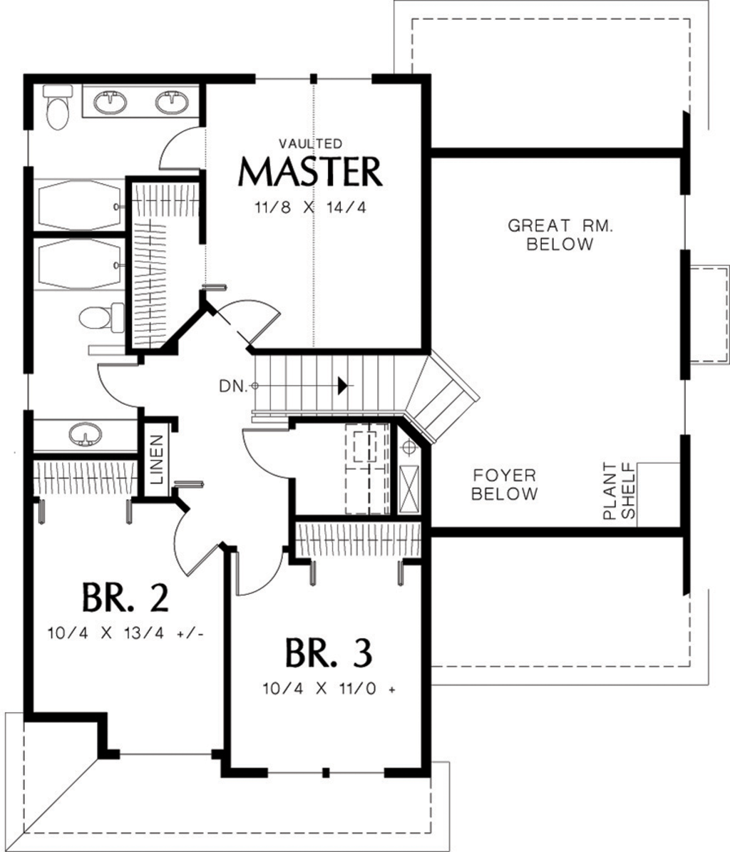 Traditional Style House Plan 3 Beds 2.5 Baths 1500 Sq/Ft Plan 48113