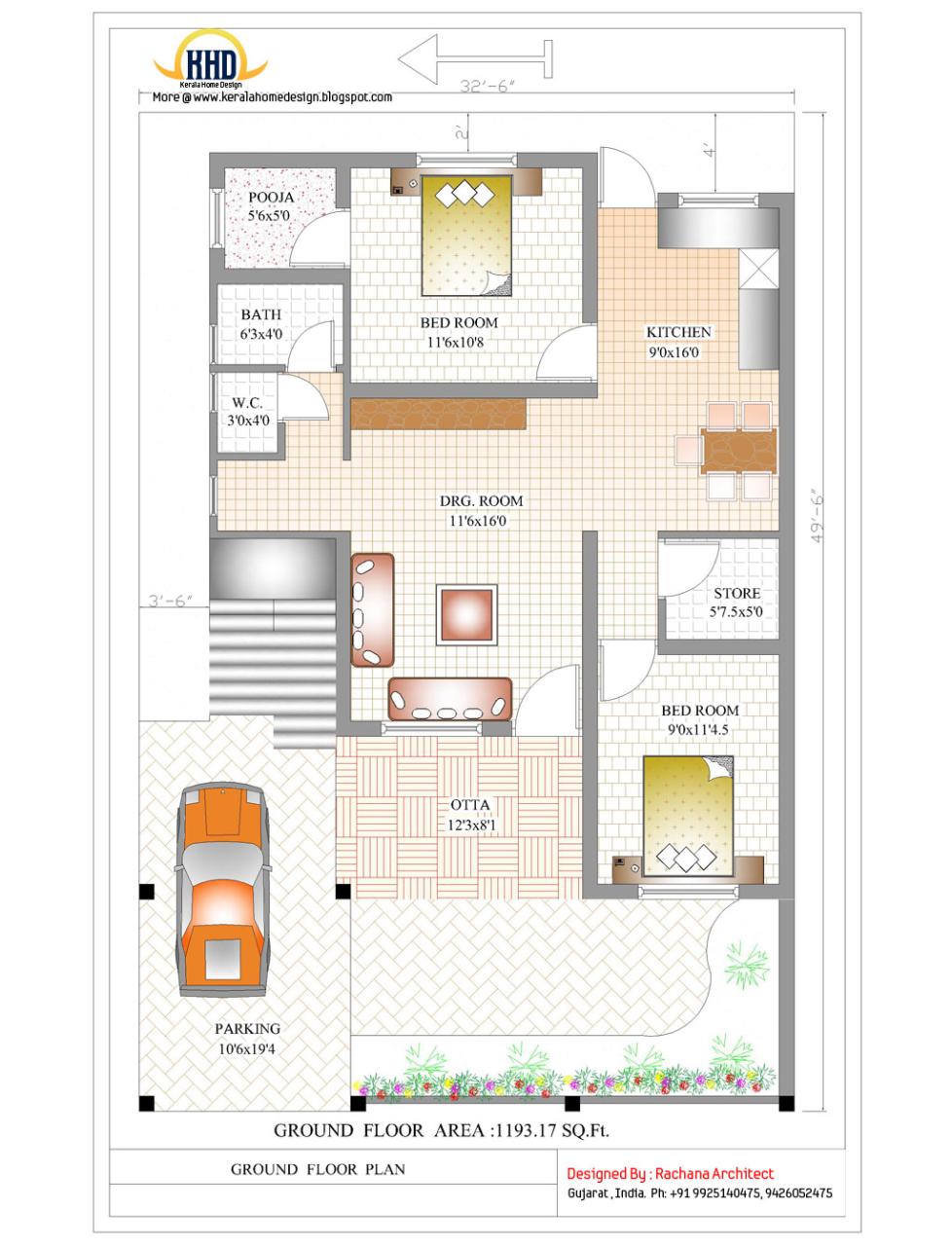 Contemporary India house plan 2185 Sq.Ft. Home Sweet Home