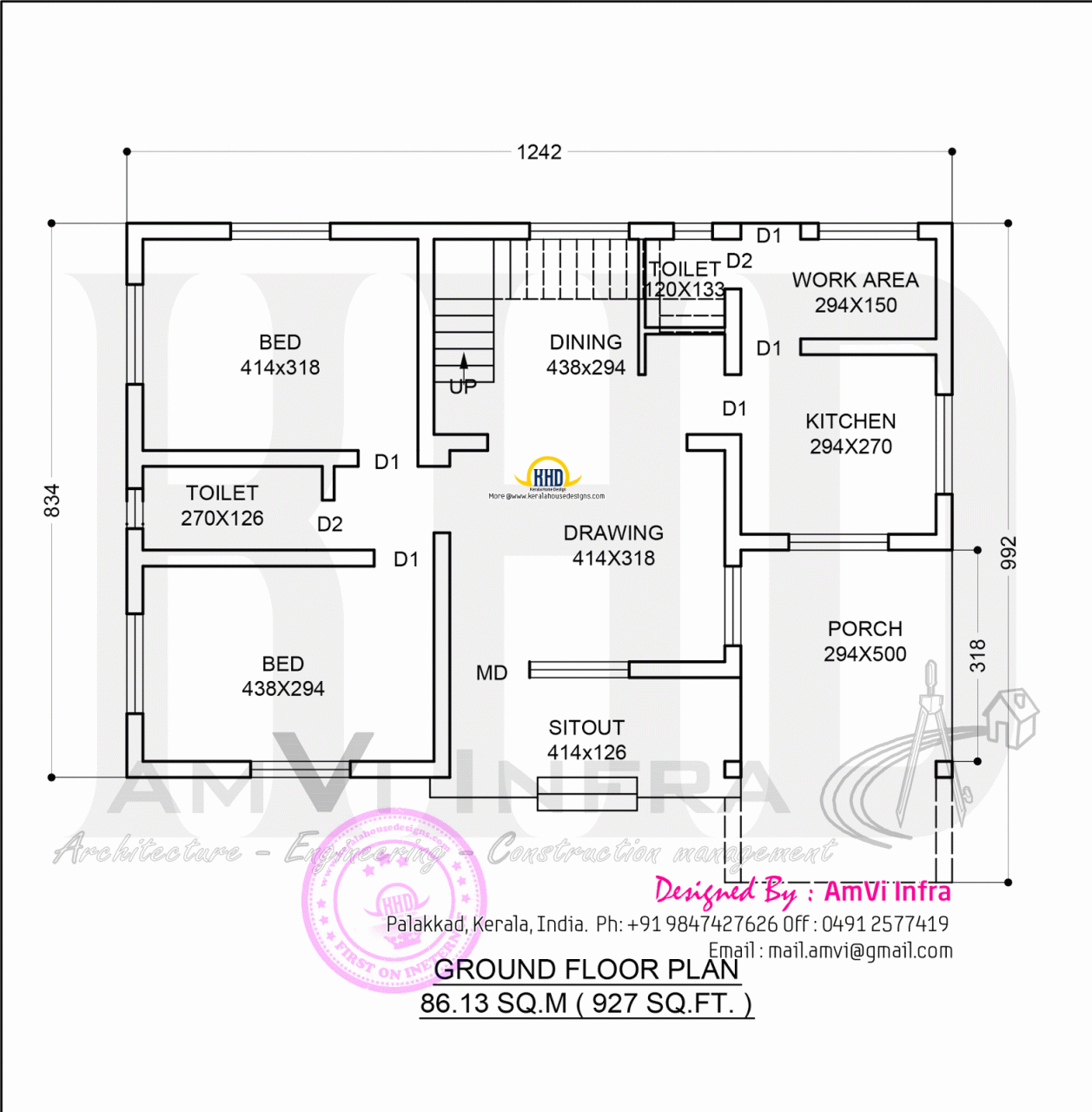 Kerala model home design in 1329 sqfeet Kerala home design and floor