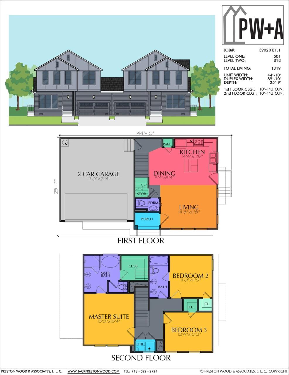 Affordable Duplex Home Plan Preston Wood & Associates