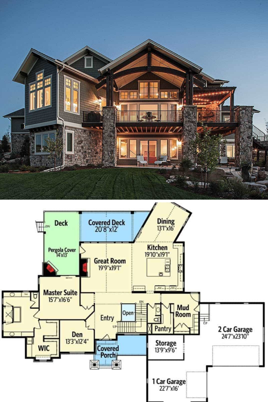 5 Bedroom TwoStory Traditional Home with Craftsman Appeal (Floor Plan