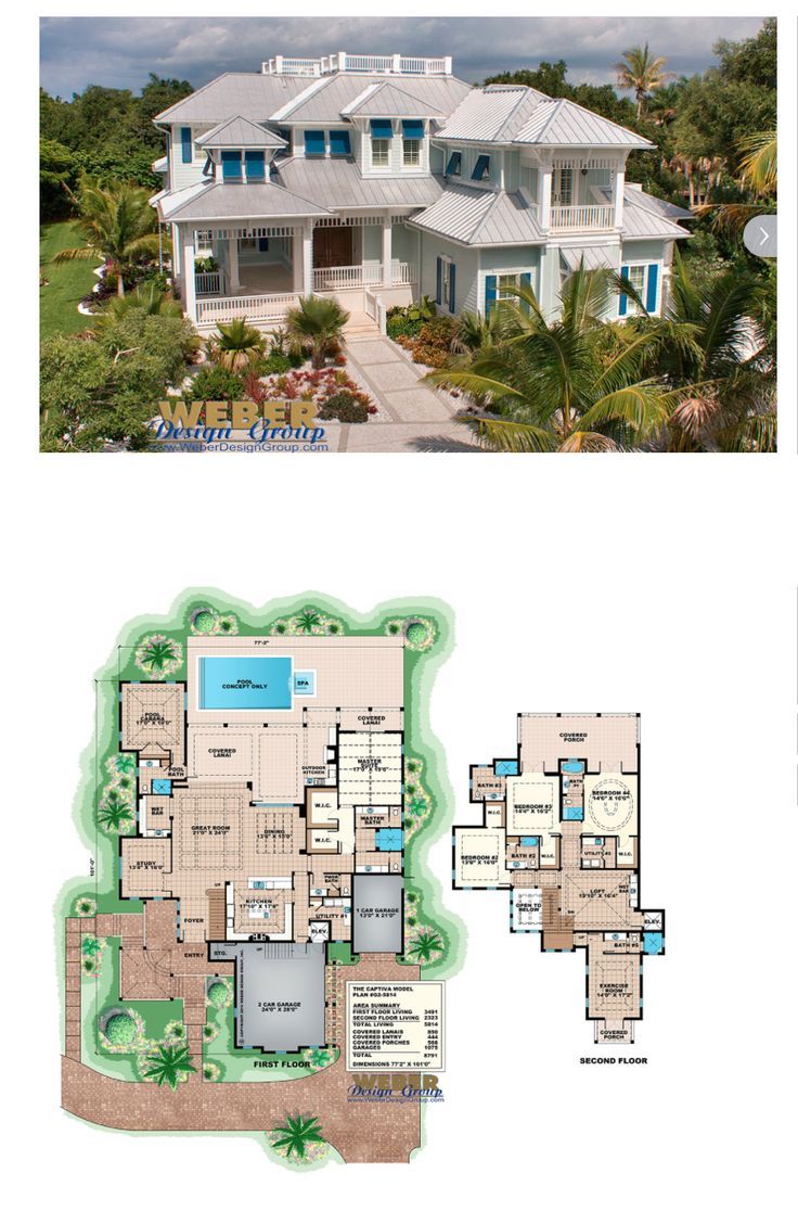 Beach House Plan 2 Story Coastal Home Floor Plan with Cabana Beach