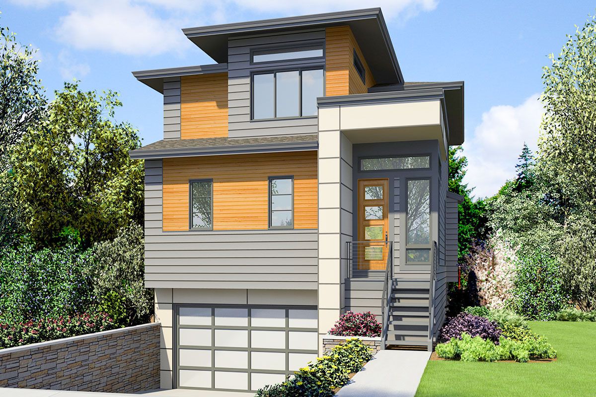 Plan 23802JD Contemporary TwoStory House Plan with Upstairs Master
