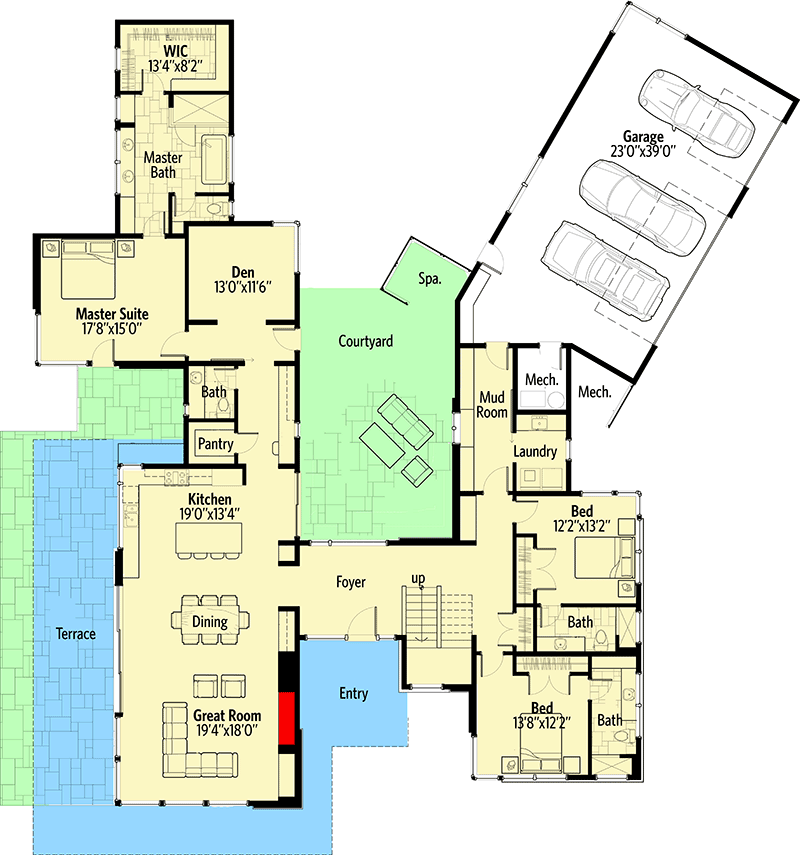 Modern Mountain Home Plan with Light and Airy Floor Plan 54240HU