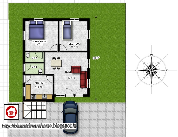 Bharat Dream Home 2 bedroom floor plan,800sq ft,east facing