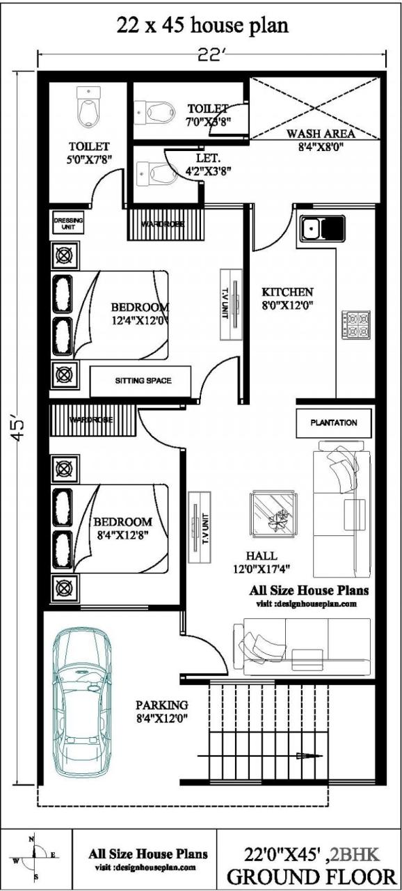 22 x 45 house plan Top 2 22 by 45 house plan 22×45 house plan 2bhk