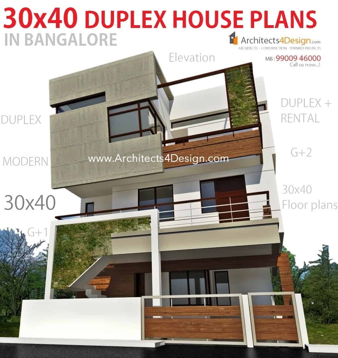 30×40 HOUSE PLANS in Bangalore for G+1 G+2 G+3 G+4 Floors 30×40 Duplex