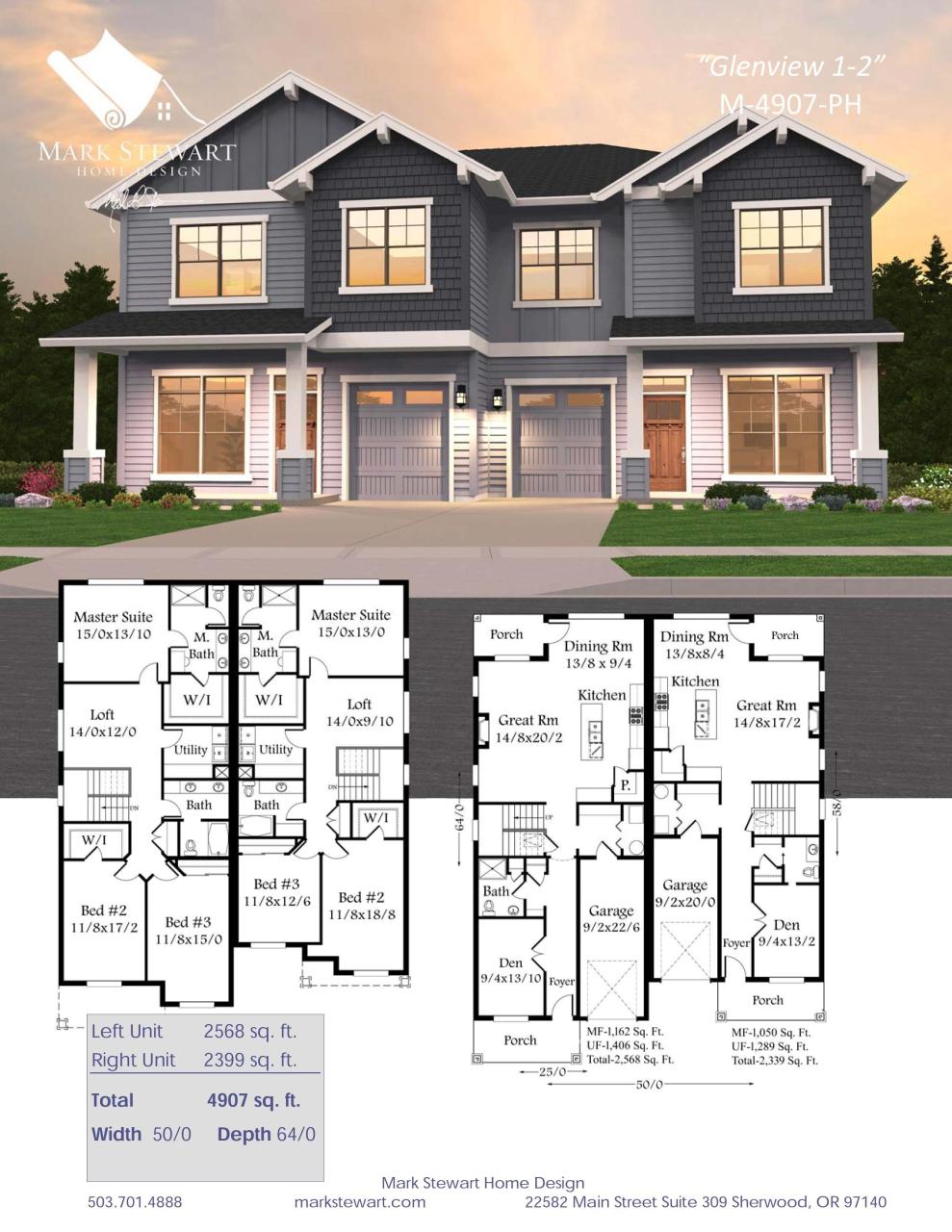 This charming, traditionally styled twostory skinny duplex house plan